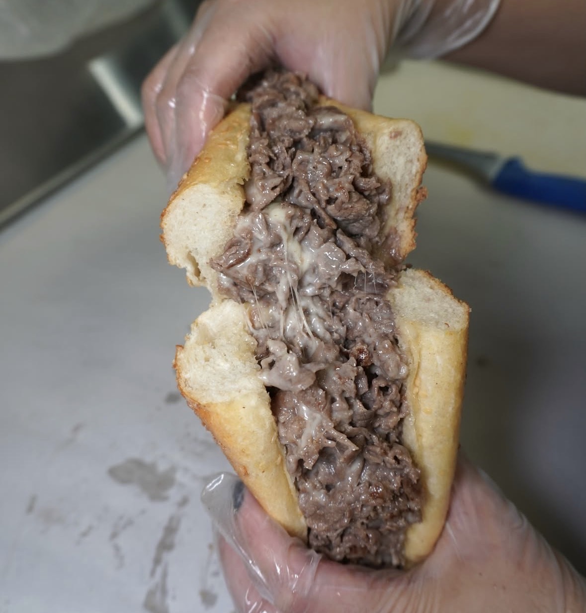 Balboa Philly-style cheesesteak packed with ribeye and melted cheese